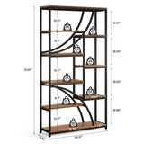 Tribesigns 70.87'' Tall Bookshelf Set of 2, 9-Tier Industrial Etagere Bookcase, Large Geometric Bookshelves with Open Shelf, Wood & Metal Freestanding Display Shelf for Living Room, Brown & Black Tribesigns