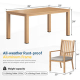 Wisteria Lane Aluminum 6 Pieces Patio Dining Sets, Outdoor Dining Table with 4 Chairs and Bench, Outdoor Patio Dining Furniture Set with Removable Cushion for Lawn, Garden, Backyard, Brown Wisteria Lane