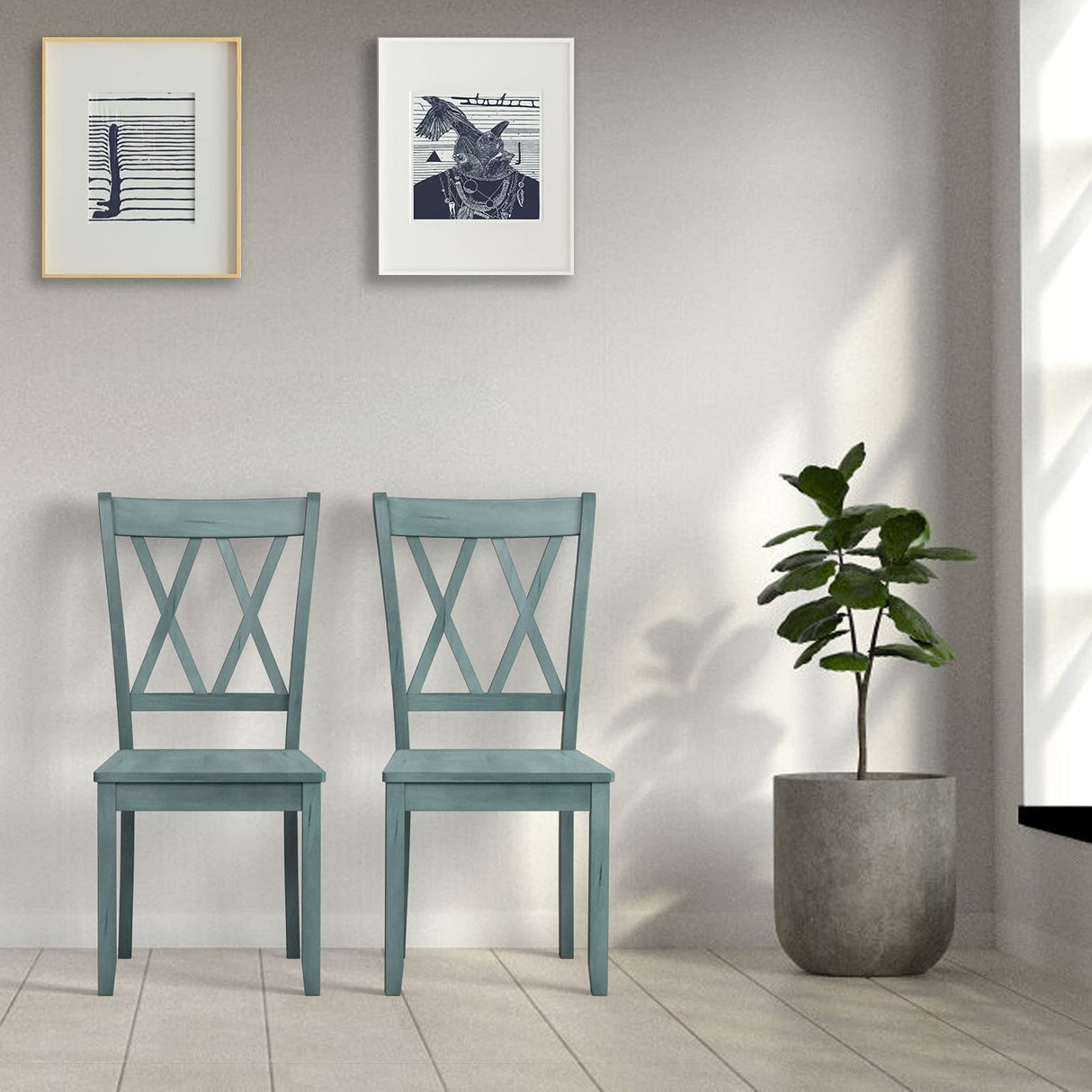 Giantex Set of 4 Dining Chairs, Rubber Wood Dining Room Chair, Farmhouse Dining Side Chairs, Max Load 400 Lbs, Wooden Kitchen Chairs for Home Kitchen, Dining Room Giantex