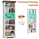 HOTLUU 6-Tier Farmhouse Bookshelf, 73 inch Tall Book Shelf with Unique Design & 2 Adjustable Shelves, Wooden Bookshelf for Study Room, Living Room, Kitchen, Bedroom (White) HOTLUU