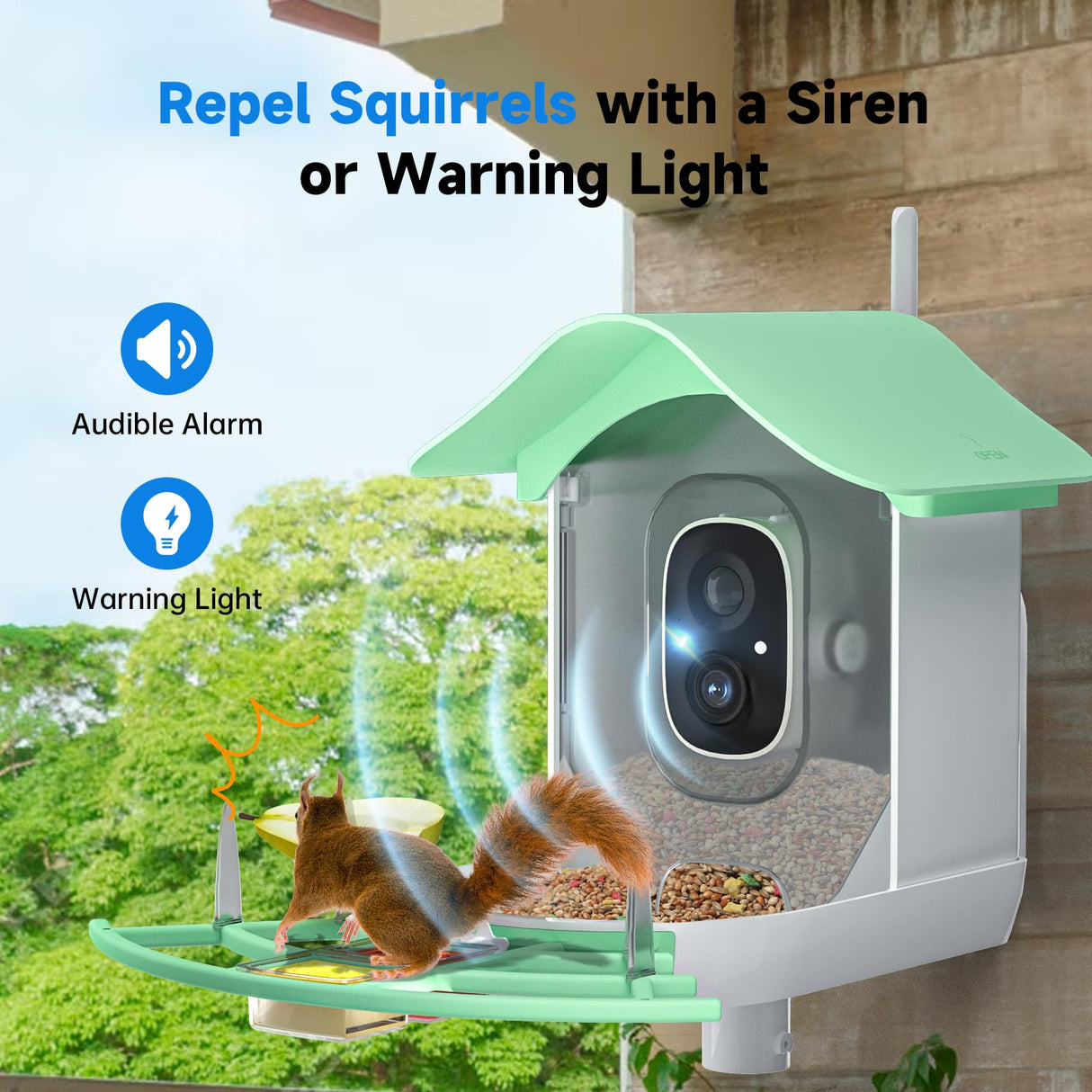 Bird Feeder with Camera, Smart AI Bird Breed Recognition, 1080P Bird Watching Camera with Solar Panel, Auto Capture Bird Videos & Instant Notifications, Ideal Gift for Bird Lover Green DOCOON
