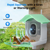 Bird Feeder with Camera, Smart AI Bird Breed Recognition, 1080P Bird Watching Camera with Solar Panel, Auto Capture Bird Videos & Instant Notifications, Ideal Gift for Bird Lover Green DOCOON