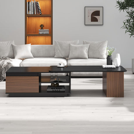 ALYIAMXL Expandable Coffee Table with Storage Drawers - Length Adjustable Wood Center Table for Living Room, Lounge, Large Rectangular Sofa Side Table ALYIAMXL