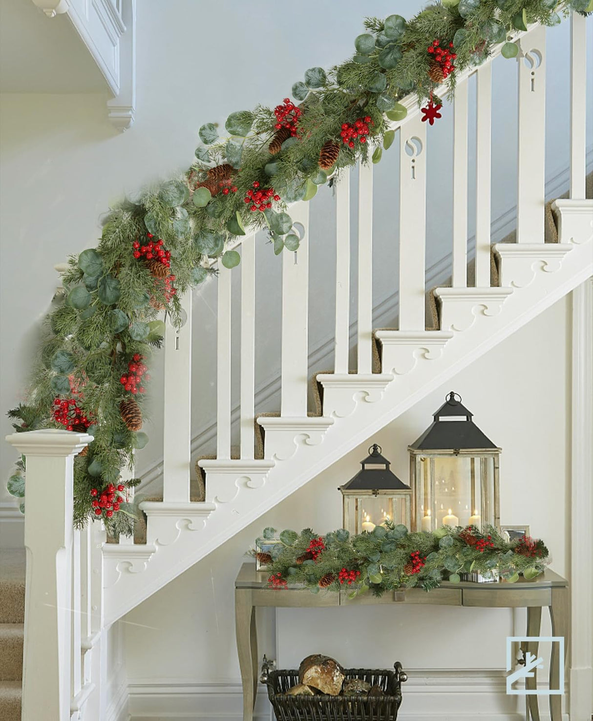 ZIFTY 6FT Christmas Garland Artificial Pine and Cypress with Red Berries Eucalyptus Leaves Pine Cone Perfect for Indoor and Outdoor Holiday Decorations ZIFTY