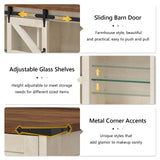 75.2" Farmhouse Makeup Vanity Desk with Large Lighted Mirror and Sliding RGB Cabinets, Large Vanity Table with Charging Station & 5 Drawers & Barn Doors, Tall Makeup Desk with Storage Shelves Aiguazi