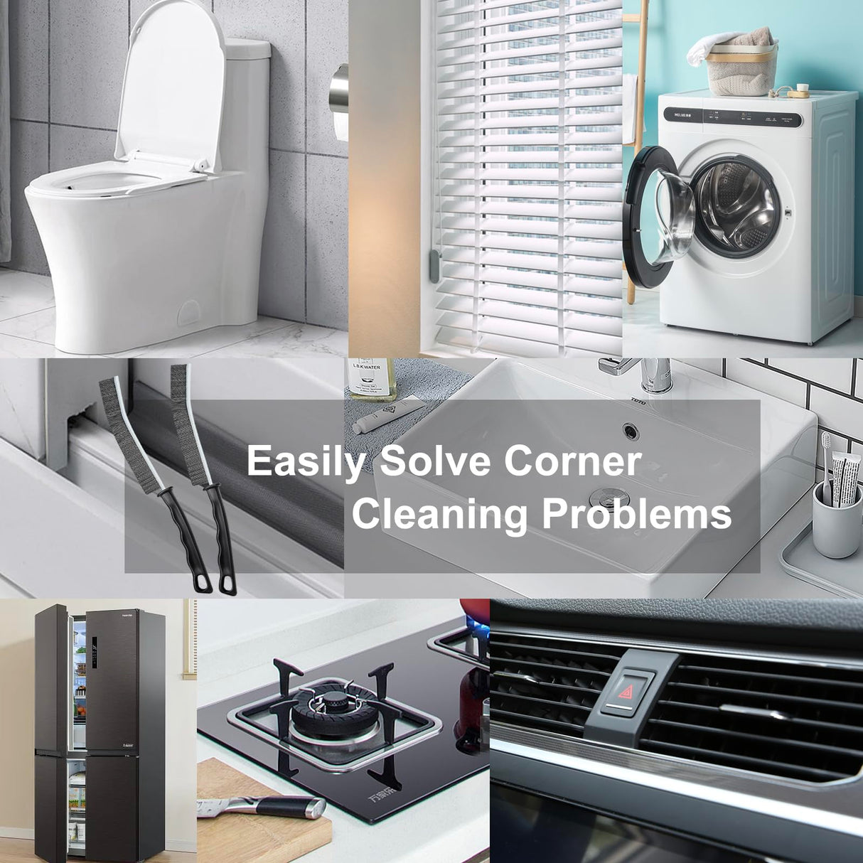 Crevice Cleaning Brush，Hard-Bristled Crevice Cleaning Brush，2024 New Multifunctional Gap Cleaning Brush Tool，Dead Corners Brushes for Bathroom Kitchen Tiles Window Door Slots，3pcs BANSTLE