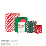 Hallmark Image Arts Assorted Holiday Gift Bag Bundle (16 Bags: 6 Small 5", 6 Medium 8", 2 Large 11", 2 XL 14") Red and Green, Santa, Stripes, Polka Dots, Snowmen, Snowflakes Hallmark