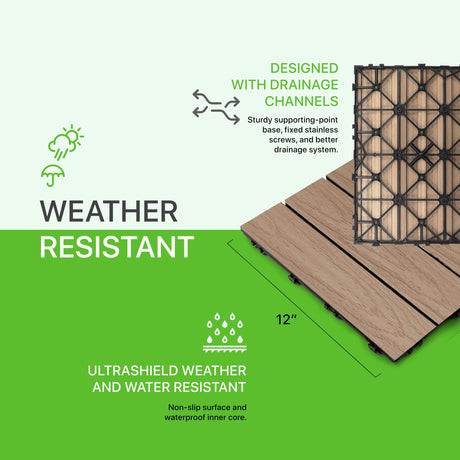 NewTechWood UltraShield Naturale 1 ft. x 1 ft. Quick Deck Outdoor Composite Deck Tile in Canadian Maple (10 sq. ft. per Box) NewTechWood