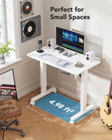 HUANUO Electric Small Standing Desk, 35" x 24" Whole Piece Desktop, Adjustable Height Computer Desk, 4 Height Memory Settings, Sit Stand Up Desk for Home Office, White HUANUO