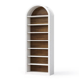 LITTLE TREE 8-Tier Bookcase, 78.7" Tall Bookshelf with Arched Top, Large Freestanding Wooden Open Bookcase Bookshelf, Modern Book Shelf Organizer for Living Room, Bedroom, Office, Library, White Brown LITTLE TREE