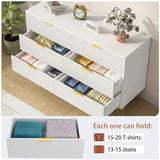 LYNSOM Dresser for Bedroom, Modern 6 Drawer White Dresser with Metal Handles and Wide Drawer, Wood Chest of Drawers for Living Room LYNSOM