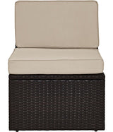 Crosley Furniture Palm Harbor Armless Outdoor Sectional Chair, Wicker Patio Chairs for Porch, Deck, Backyard, Brown with Sand Cushions Crosley Furniture