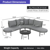 Merax 5 Piece Patio Outdoor Furniture Set for 6 People, All Weather L-Shaped Sectional Sofa with Iron Frame & Waterproof Coushions, 1 Round Coffee Table for Garden, Lawn, Backyard, Poolside, Gray Merax