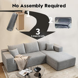 107.5" Cloud Modular Sectional Sofa Couch with L-Shape Chaise,Modern Minimalist Upholstered Couches for Living Room Bedroom,Deep Seat Corner Couch，No Assembly Required (Grey,Right Facing Chaise) Settab