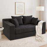 Convertible Sofa Bed, 3 in 1 Loveseat Folding Couch Bed Foldable - Chaise Lounge Chair & Floor Futon Sleeper, Corduroy Pull Out Sofa Bed with 4 Pillows for Living Room, Black cidludto