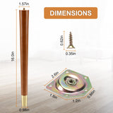 XBurmo Mid Century Table Legs,16'' Angled Tapered Solid Wood Table Legs for Stool Bench,Legs for Furniture set of 4 with Gold Metal Edge Mounting Plates XBurmo