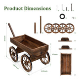 OIPRTGFJ Wood Wagon Planter for Outdoor Balcony Decor - Garden Rustic Wooden Flower Cart with Wheels for Outside Garden Decor Wheelbarrow Planter for Patio OIPRTGFJ