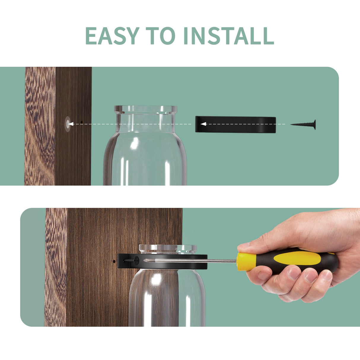 Heiple 2 Pack Wood Farmhouse Decor Sconces, Wall Planters for Indoor Plants, Wood Glass Wall Decor for Bathroom, Farmhouse Wall Hanging Glass Wall Vase Sconces (Brown) Heiple