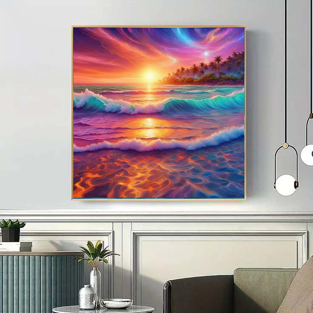 AIBOERL Sea Wave Diamond Art Kits for Adults,Landscape 5D Diamond Painting Kits for Adults Beginners,DIY Full Round Drill Diamond Dot Painting Gem Art Kits for Adult,Home Wall Decor 12x12Inch AIBOERL