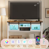 Whalefall Visual Console Table with Power Outlets, 46" Farmhouse Entryway Table with Storage, Narrow Long Sofa Table with LED Light for Living Room, Hallway, Behind Couch Whalefall