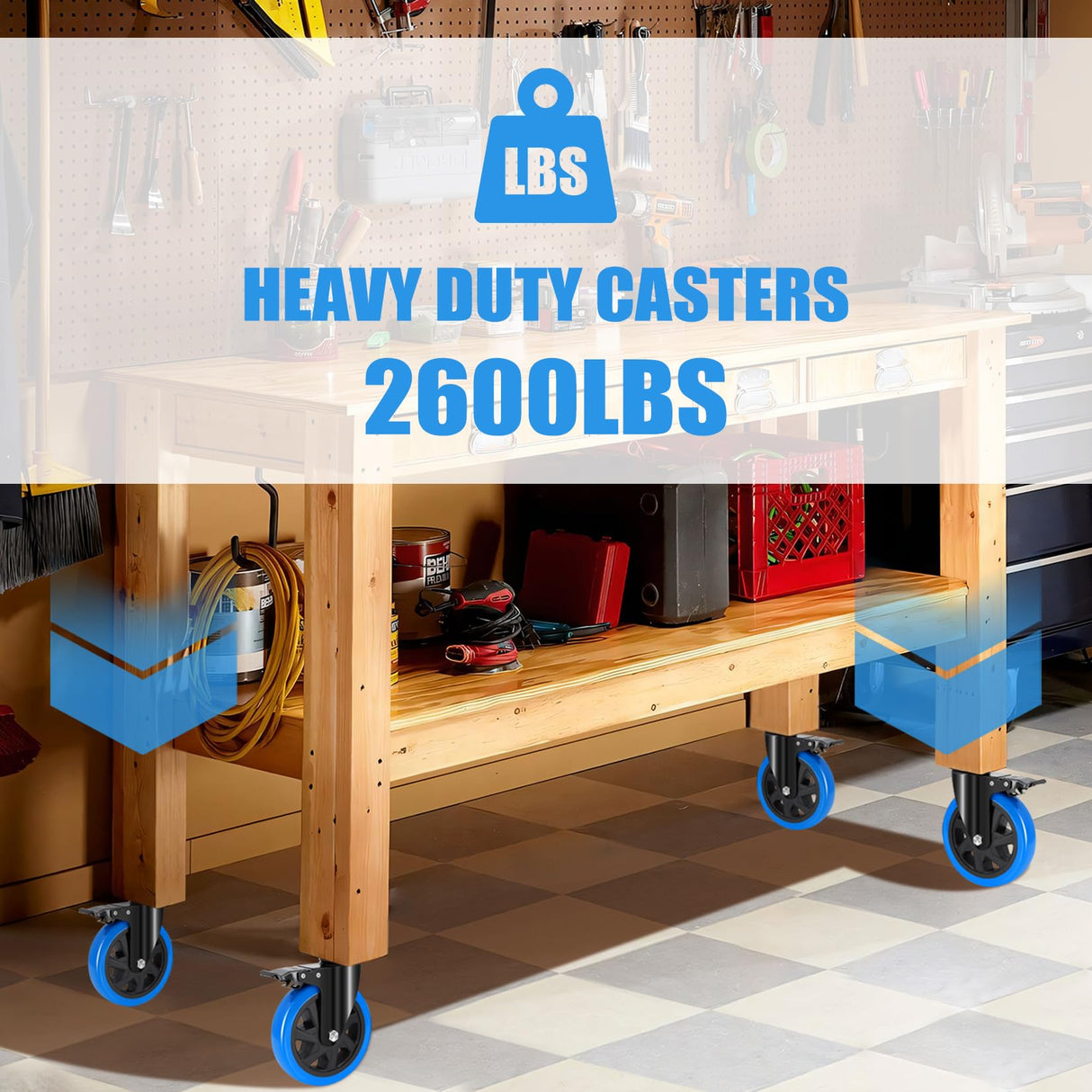 Humagineer 6 Inch Heavy Duty Casters Set of 4, 2600 Lbs Casters, Safety Swivel Casters with Brake, No Noise Top Polyurethane Plate Wheels for Industrial, Furniture, Equipment (Free Hardware Kits) Humagineer