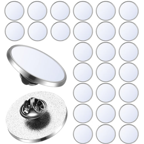 30 Pcs Sublimation Blank Pins DIY Button Badge Kit Sublimation Silver Blank Aluminum Sheet with Butterfly Pin Backs for DIY Craft Jewelry Lapel Making Supplies Valentines Day Gift(Round, 0.98") Hanaive