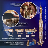 UGEARS NASA Saturn V Model Rocket Kit - Space Ship Model Kits for Adults - 3D Wooden Space Shuttle Building Puzzles - Rocketship Spacecraft 3D Wood Puzzle UGEARS