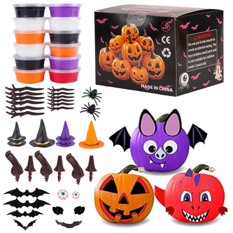 Halloween Air Dry Clay Kits for Kids-Modeling Clay DIY Kit,12 Pack Hallowmas Pumpkin Crafts Set，Trick or Treat Halloween Day Party Decoration Gift LAHAND