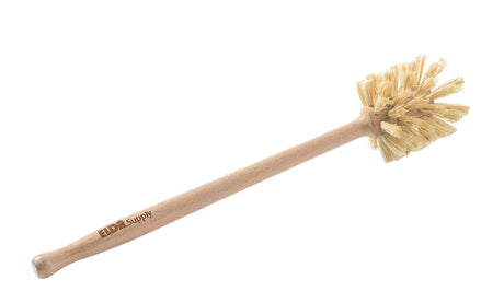 ELDR Supply Bottle Brush, 14in Extra Long German Beechwood Handle, Strong Hemp Bristles, Zero Waste, Cleans and Scrubs Hard to Reach Wide Mouth Jars, Glasses, and Tumblers ELDR Supply