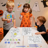 6 Packs Halloween Pre Drawn Stretched Canvas Paint by Numbers Kit with Framed Canvas brushes acrylic paint Halloween DIY Acrylic Landscape Oil Painting Arts Crafts for Beginners, Students, Party Favor Yizeda