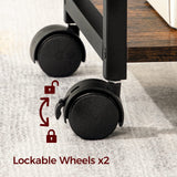 MAHANCRIS Industrial Printer Cart, 3-Tier Mobile Printer Stand, Rolling Cart with Power Outlets and USB Ports, Home Printer Stand with 2 Hooks, for Office, Living Room, Rustic Brown PTHR40E01Z MAHANCRIS