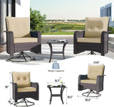 Kullavik 10 Pieces Outdoor Patio Furniture Set with 55000BTU Gas Propane Fire Pit Table,PE Wicker Rattan Sectional Sofa Patio Conversation Sets,Swivel Rocking Chairs Set,Sand Kullavik