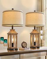 G-SAFAVA 23.75" Farmhouse Dual USB Charging Ports 3-Way Dimmable Touch Control Table Lamp with Nightlight Vintage Modern Lamps for Living Room Bedroom G-SAFAVA