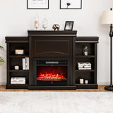 Tangkula 70" Mantel Fireplace, 750W/1500W Electric Fireplace w/Mantel & Built-in Bookshelves, 28.5-Inch Fireplace w/Remote Control, 1-8H Timer, Adjustable Flame Brightness & Color (Espresso) Tangkula