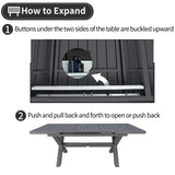 TWT Expandable Table Dining Set for 6 to 10, Aluminum Outdoor Dining Table, Rectangular Patio Metal Table with Umbrella Hole for Backyard Porch, Poolside ＆ Garden, Easy Assembly, Dark Grey TWT