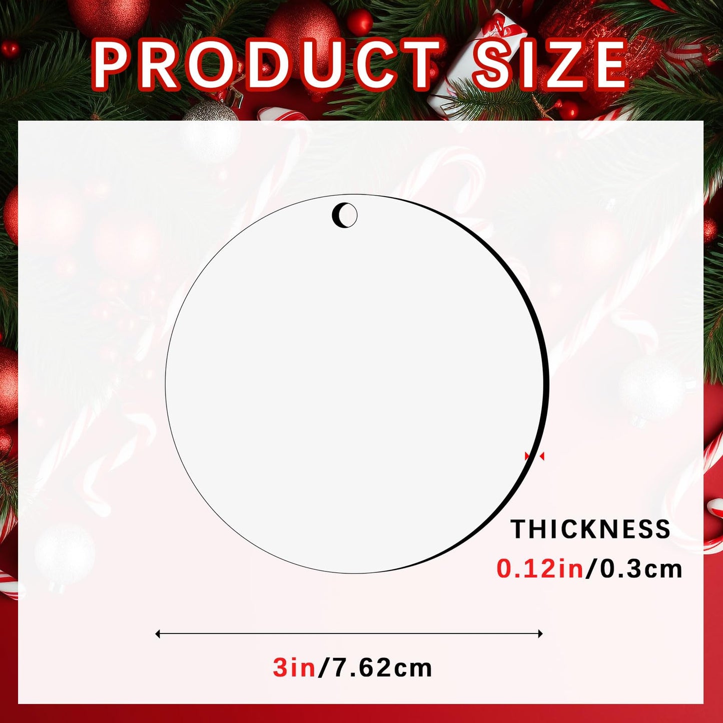 55Pcs 3 inch Sublimation Ornament Blanks Bulk Round Ornaments MDF Double Side Sublimation Blanks Ornaments Products Keychains Heat Transfer for DIY Craft