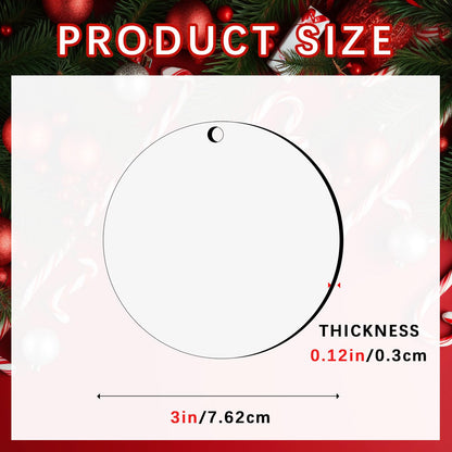 55Pcs 3 inch Sublimation Ornament Blanks Bulk Round Ornaments MDF Double Side Sublimation Blanks Ornaments Products Keychains Heat Transfer for DIY Craft