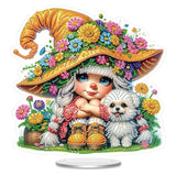 Cute Little Girl and Dog Diamond Painting Desktop Ornament Kit, 5D DIY Acrylic Crystal Special Shaped Tabletop Kawaii Diamond Art Home Decor for Adult (ZS08) WoodArtSupply