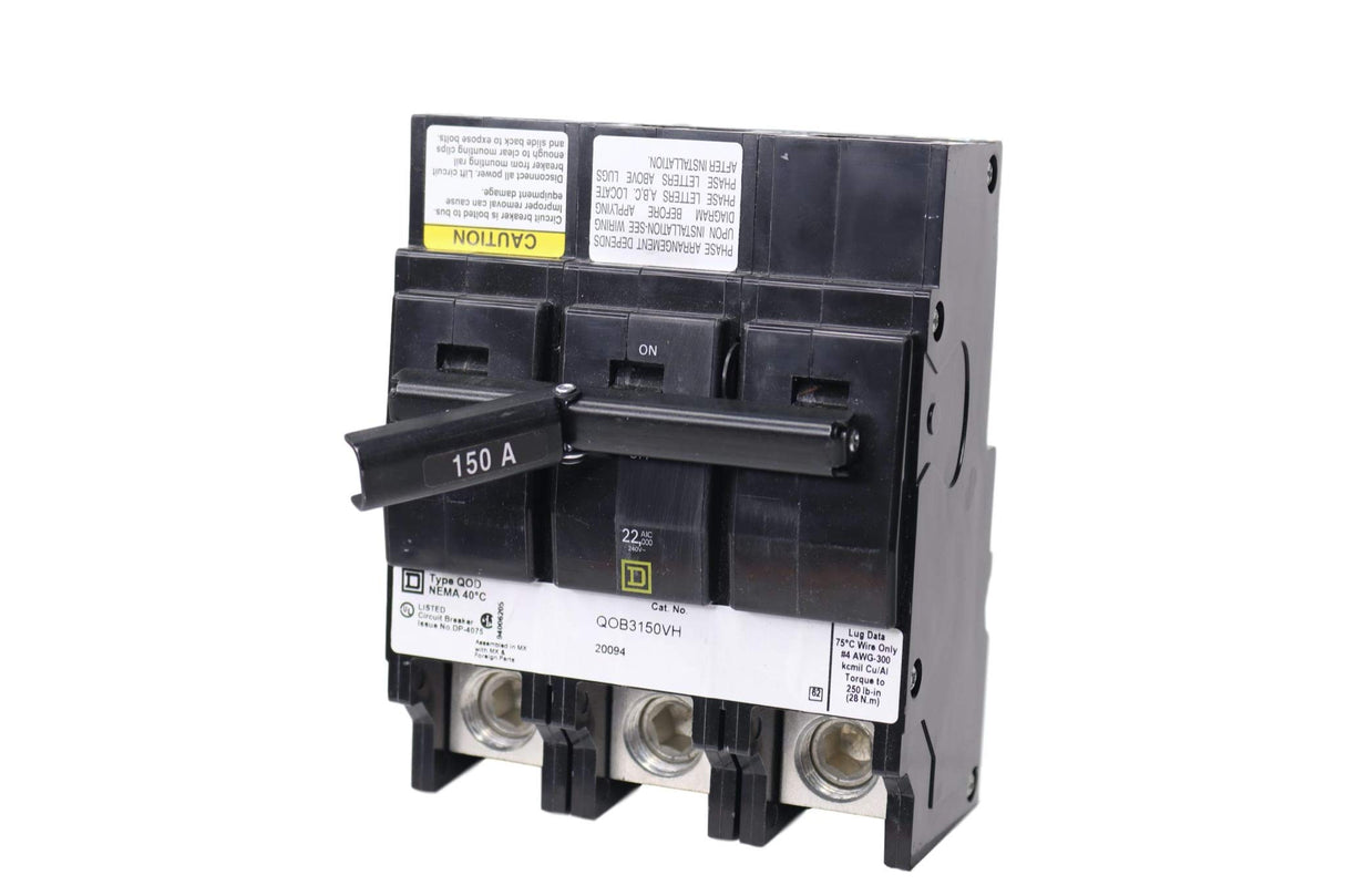 Square D QOB3150VH Circuit Breaker,150A,Bolt On,120/240V,3P Square D