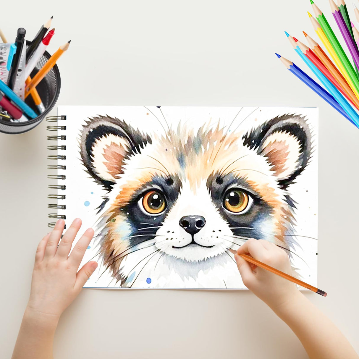 Crehatos Mixed Media Sketchbook 9" x 12", Top Spiral Bound Sketch Pad, 60 Sheets 98lb/160gsm Drawing Paper for Wet and Dry Media, 1 Pack Crehatos