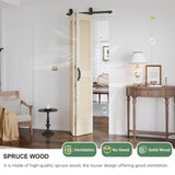 ROYMELO Preassembled Bifold Barn Door 30 x 84 Inch (Double 15 x 84 Inch), Louver Sliding Closet Wood Bi-Folding Barn Doors with 34 Inch Top Mount Hardware Track Kit, Save Space ROYMELO