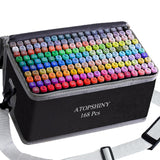 ATOPSHINY Alcohol Markers 168 Colors Drawing Pens Set Dual Tip Permanent Art Markers for Kids and Adult Gifts-168 Black Shell Refillable ATOPSHINY