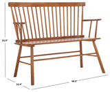 SAFAVIEH Home Collection Addison Farmhouse Honey Solid Wood Windsor Spindle Loveseat Bench SAFAVIEH
