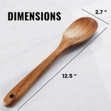 Zulay Kitchen Premium Large Teak Wooden Spoon For Cooking - Durable Wooden Cooking Utensil, Perfect Wooden Kitchen Utensil Set Addition, Smooth Finish Natural Teak Spoon, Non-Stick Wooden Spoon Zulay Kitchen