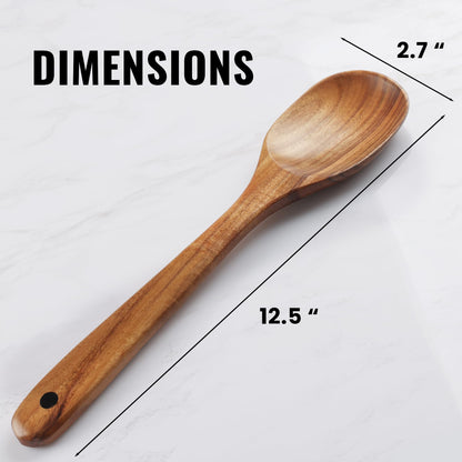 Zulay Kitchen Premium Large Teak Wooden Spoon For Cooking - Durable Wooden Cooking Utensil, Perfect Wooden Kitchen Utensil Set Addition, Smooth Finish Natural Teak Spoon, Non-Stick Wooden Spoon