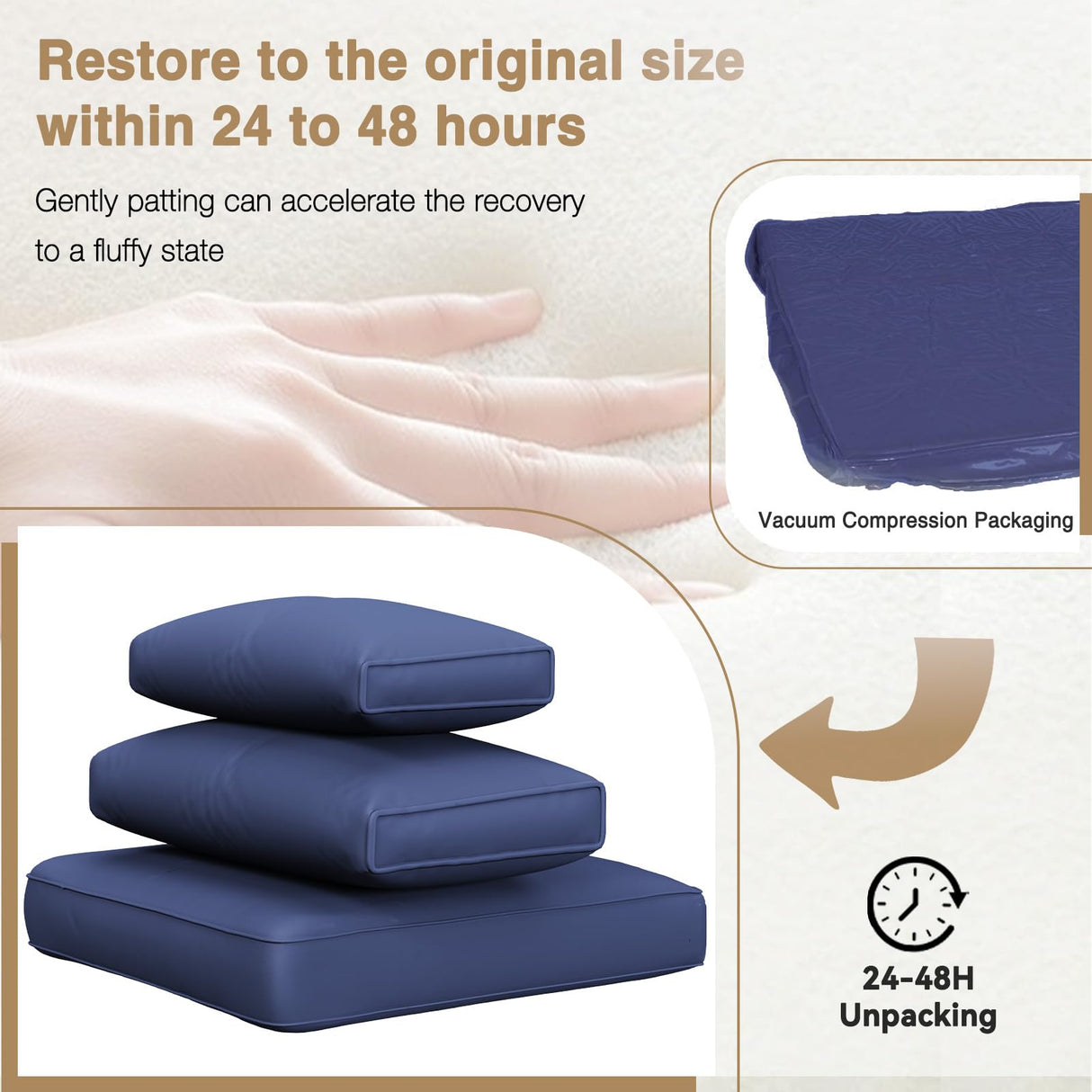 Aoxun 8 Piece Patio Furniture Set with 44” Fire Pit Table Paito Conversation Set Wicker Rattan Outdoor Sectional Sofa Set with Waterproof Cover and Thickened Cushions (Grey/Blue) Aoxun