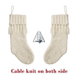 LimBridge Christmas Stockings Cable Knit, 3 Pack 18 inches Large Size Knitted Xmas Stockings, Rustic Farmhouse Boho Style Stocking Decorations for Family Holiday Season Decor, White & Beige LimBridge