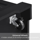 Yaheetech Kitchen Island on Hidden Wheels, Rolling Kitchen Cart with Thicker Rubberwood Top & 3 Drawers & Open Shelves, Storage Cabinet with Yaheetech