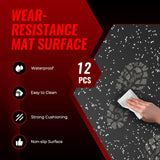 SUPERJARE 0.56'' Thick 12 Pcs 48 Sq Ft Rubber Top Exercise Equipment Mats, High Density EVA Foam Mats with Rubber Top, Interlocking Gym Flooring for Home Gym, Protective Workout Mat, Black/Grey SUPERJARE