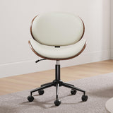AMERLIFE Home Office Chair Set of 2, PU Leather Desk Chair, Modern Swivel Chair with Curved Back, Armless Desk Chair with Wheels for Home Office, White AMERLIFE